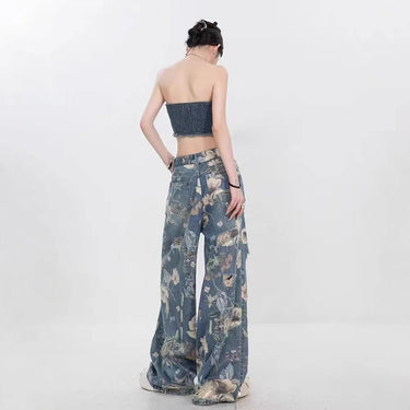 Jean Large Femme Fleur