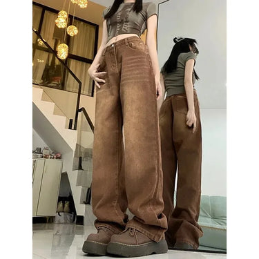 Jean Large Femme Marron