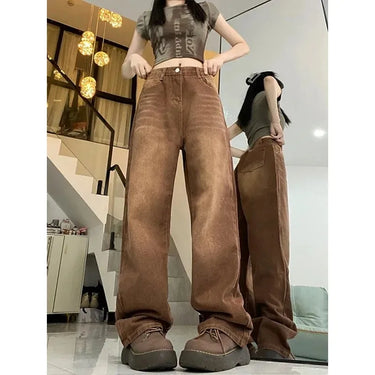 Jean Large Femme Marron