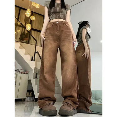 Jean Large Femme Marron