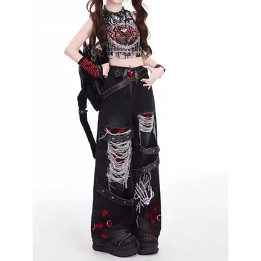 Jean Large Troué Femme