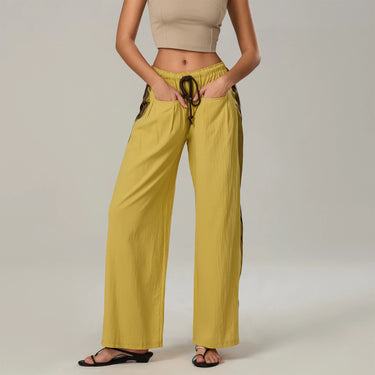 Pantalon Large Femme Jaune