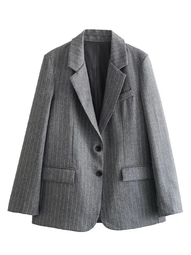 Blazer Oversize Gris Rayé
