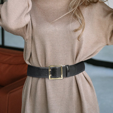 Ceinture Large Femme Cuir Noir