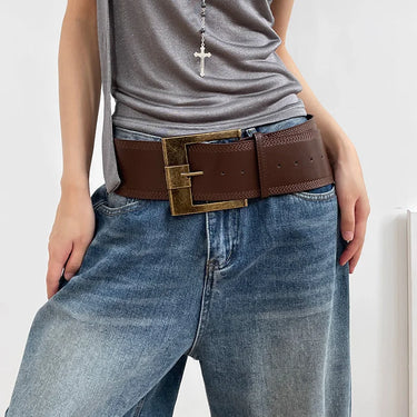 Ceinture Femme Large Marron Cuir