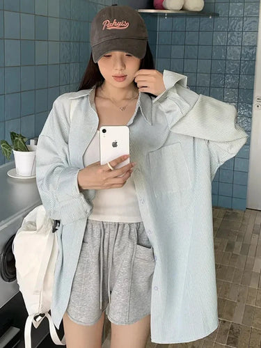 Chemise Bleu Rayée Femme Oversize