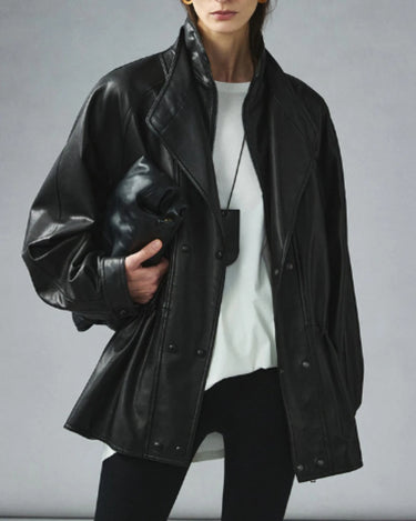 Veste En Cuir Oversize Longue
