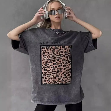 T-Shirt Oversize Femme Leopard