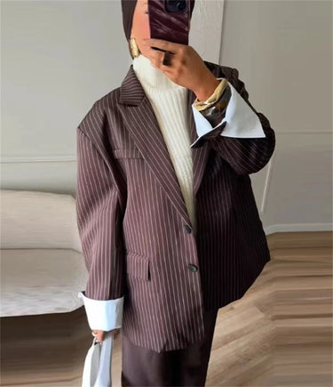 Blazer Oversize Marron Rayé