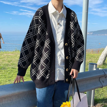 Cardigan Noir Homme Large