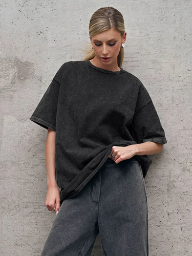 T-Shirt Oversize Noir Délavé