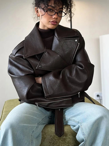 Grosse Veste En Cuir Oversize