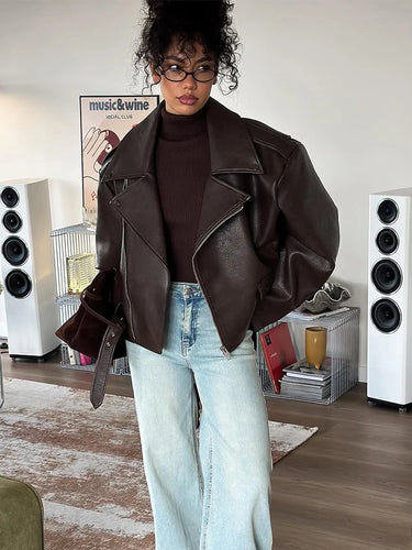 Grosse Veste En Cuir Oversize