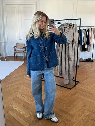 Veste En Jean Foncé Oversize Femme