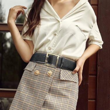 Ceinture Large Femme Cuir Noir