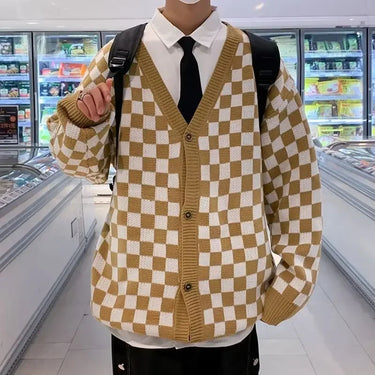 Cardigan Homme Carreaux