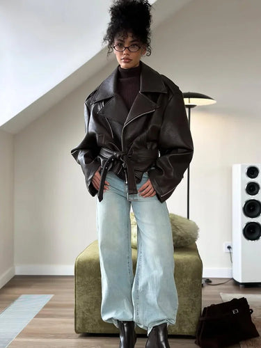 Grosse Veste En Cuir Oversize