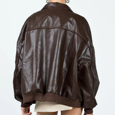 Veste En Cuir Oversize Brune