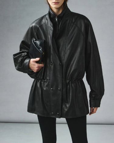 Veste En Cuir Oversize Longue