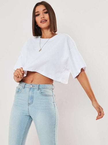 T-Shirt Oversize Femme Crop Top