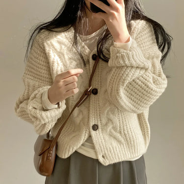 Cardigan Oversize Femme Beige