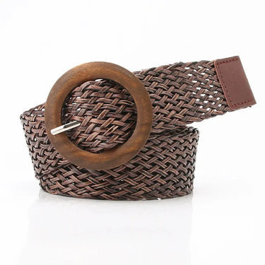 Ceinture Large Marron Tressée Femme