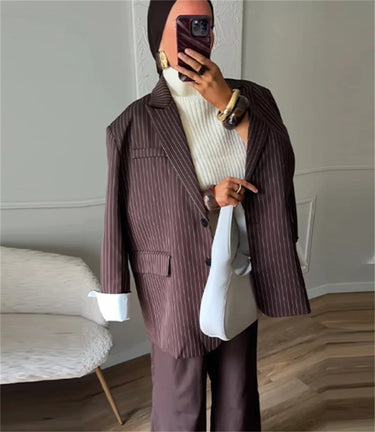 Blazer Oversize Marron Rayé