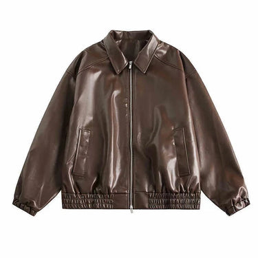 Veste En Cuir Oversize Femme Marron