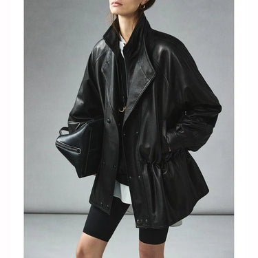 Veste En Cuir Oversize Longue
