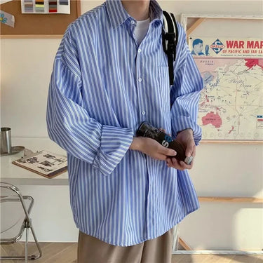 Chemise Rayée Bleu Oversize Homme