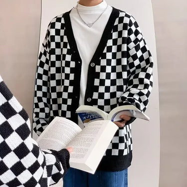 Cardigan Homme Carreaux