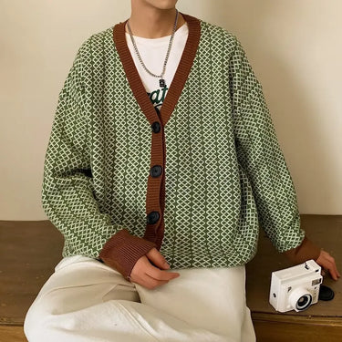 Cardigan Homme Vert Olive